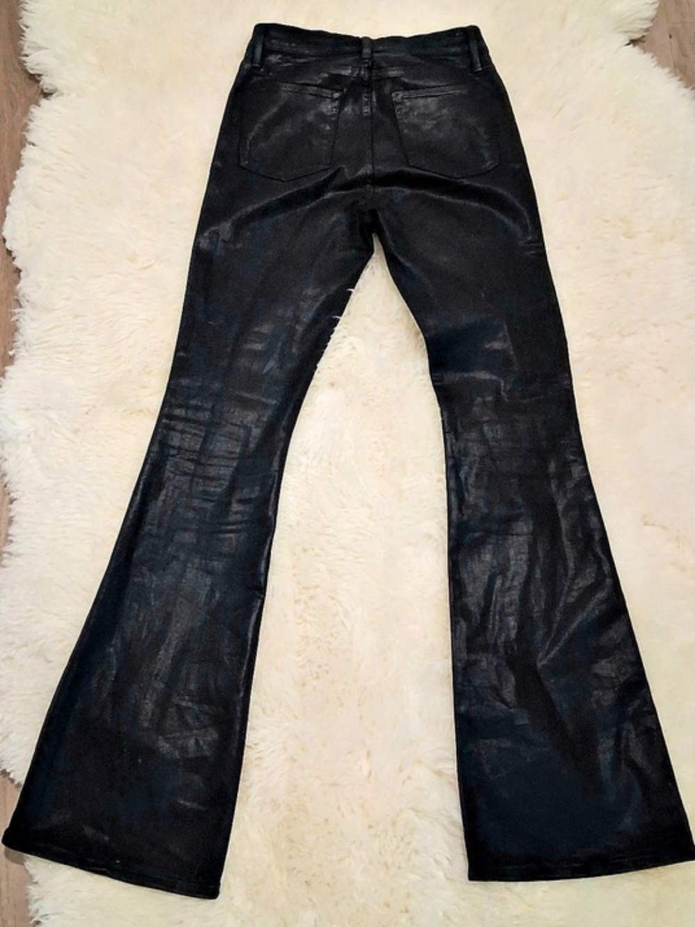 FRAME Le High Flare Coated Flare Jeans in Black Waist 29 - Picture 3 of 10